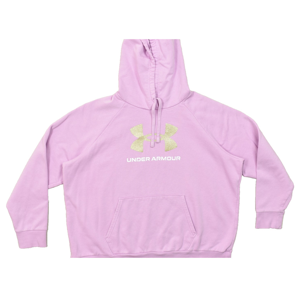 Under Armour Women's 2XL Pink Fleece Pullover Hoodie Gold Glitter Sweater